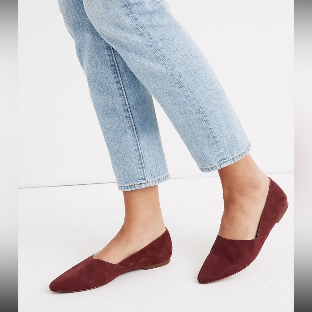 Madewell Lizbeth Suede Flat Loafer Pointed Toe in Maroon Women's 6.5